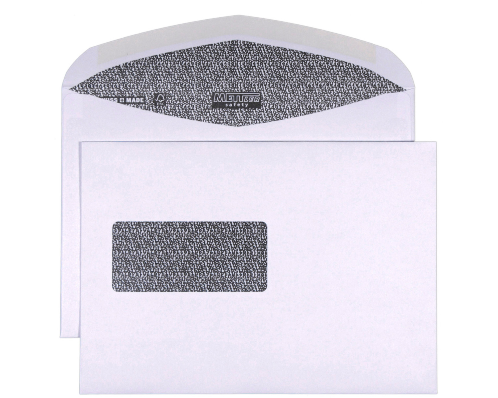 METTLER Couvert Fenster links C5 8075-SAVTY 100g, ultraweiss 500 Stk.