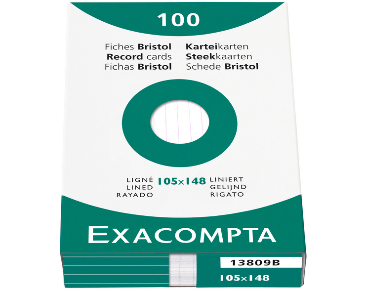 EXACOMPTA Karteikarten liniert A6 13809B weiss 100 Stück