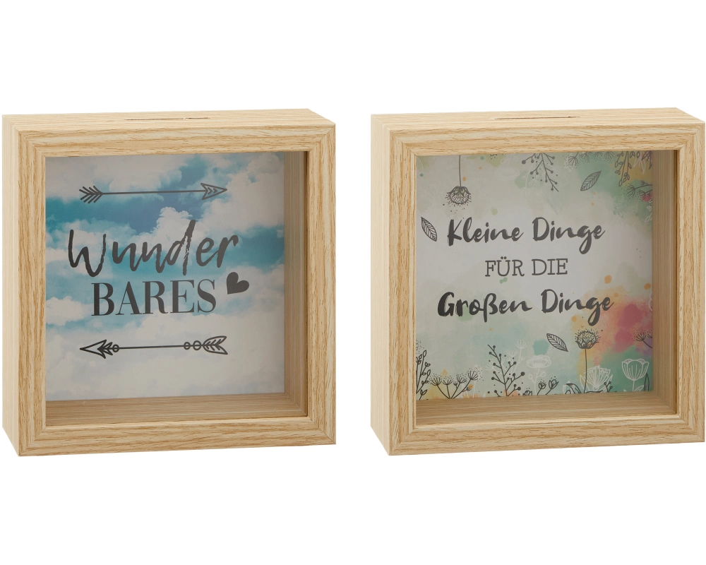 ROOST Spardose Sprüche 10032462 ass. 14x14x6cm