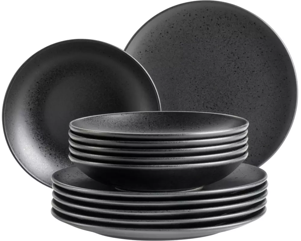 Mäser Speise-Service Essential 12-teilig, Schwarz