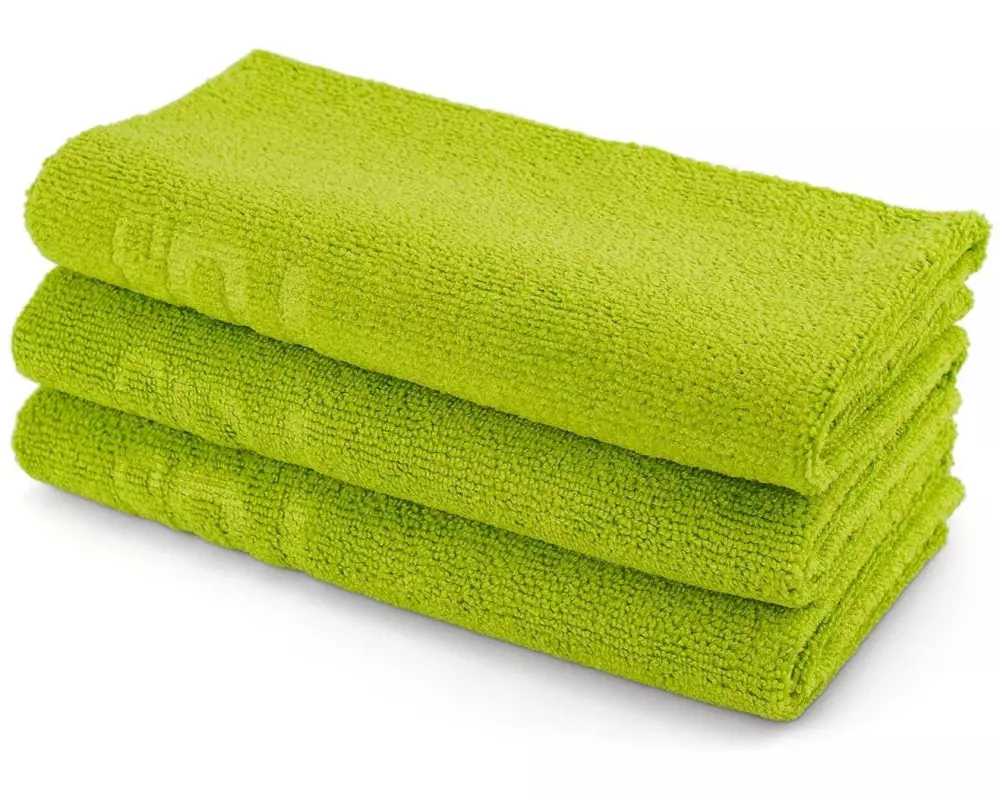21CARS Edgeless Mikrofaser-Handtuch 3er-Set 40 x 40 cm Grün