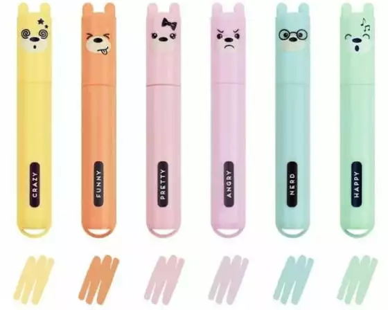 Legami Textmarker Mini Set Teddys Mood, 6 Stück
