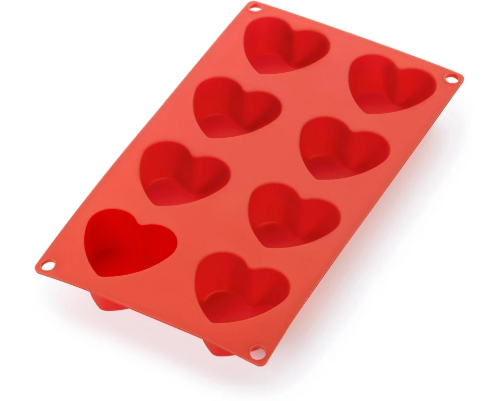 Lékué Motiv-Backform Herzen, Silikon, Rot, 8 Mulden