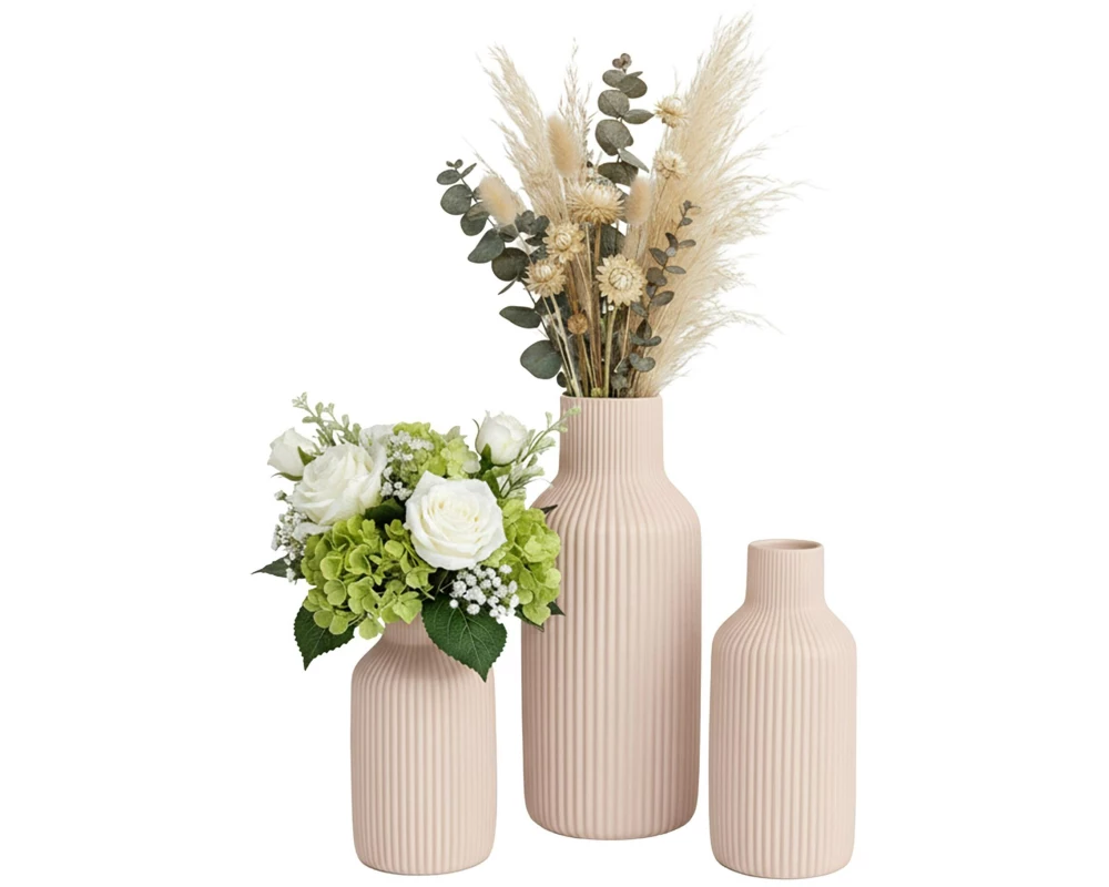 relaxdays Vase 3er Set, Creme
