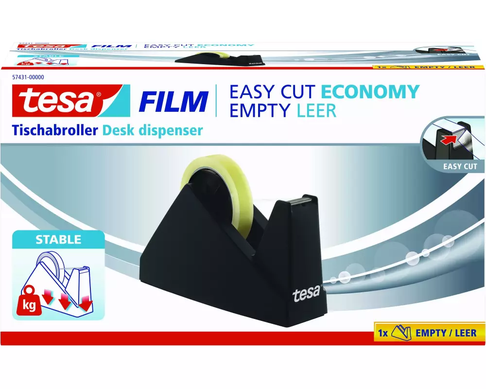 tesa Easy Cut Economy 25 mm x 66 m, Schwarz