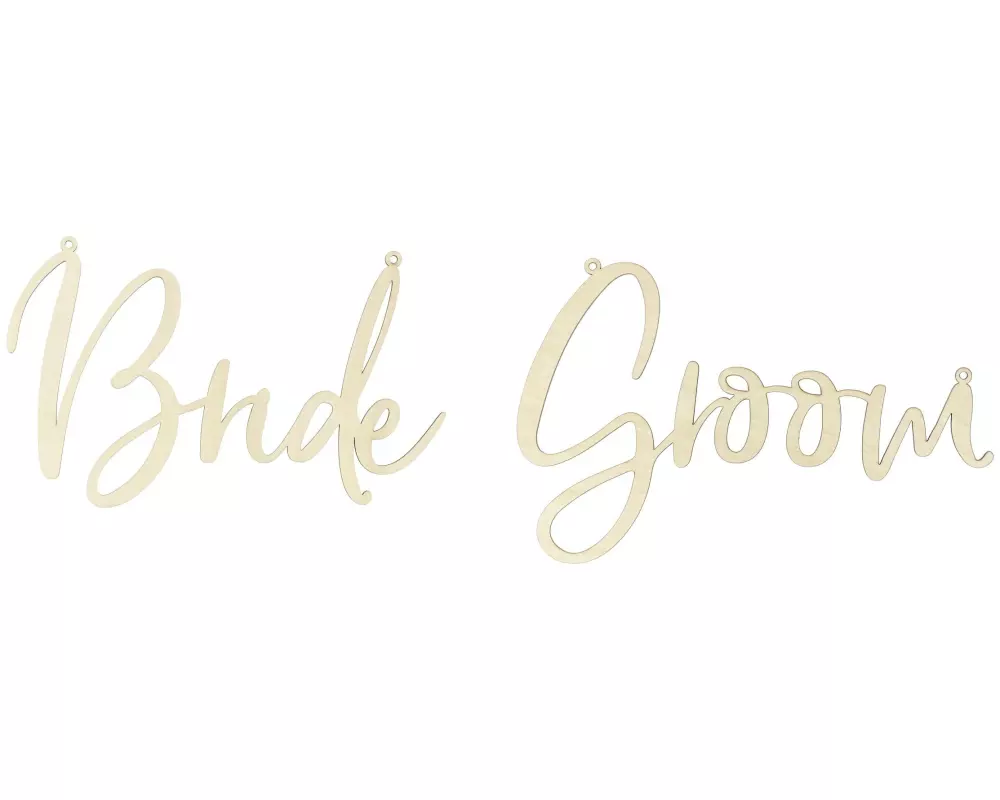 Partydeco Hochzeitsaccessoire Stuhlschild Bride Groom 2 Stück, Braun