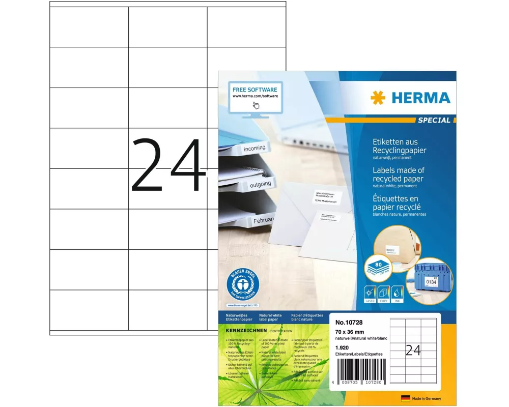HERMA Universal-Etiketten 70 x 36 mm, 80 Blatt
