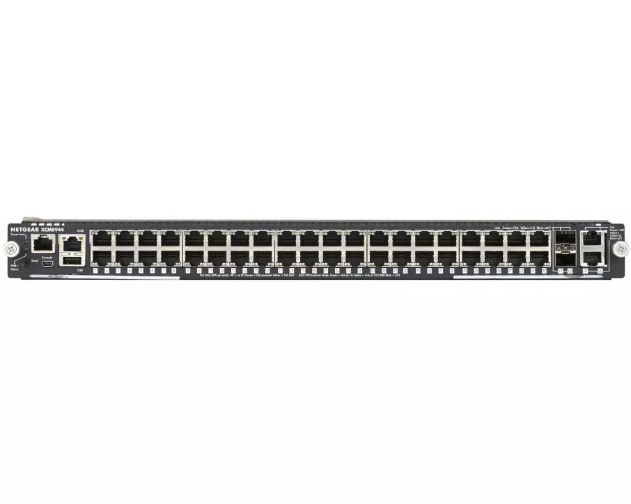 NETGEAR Chassis Switch XCM8944-10000S, M6100 Blade 40x1G RJ45 Ports, 2x10G RJ45, 2x 10GB SFP+ Slots Ports