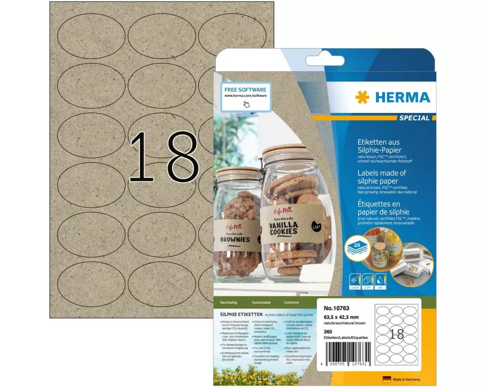 HERMA Vielzweck-Etiketten 63.5 x 42.3 mm, 20 Blatt