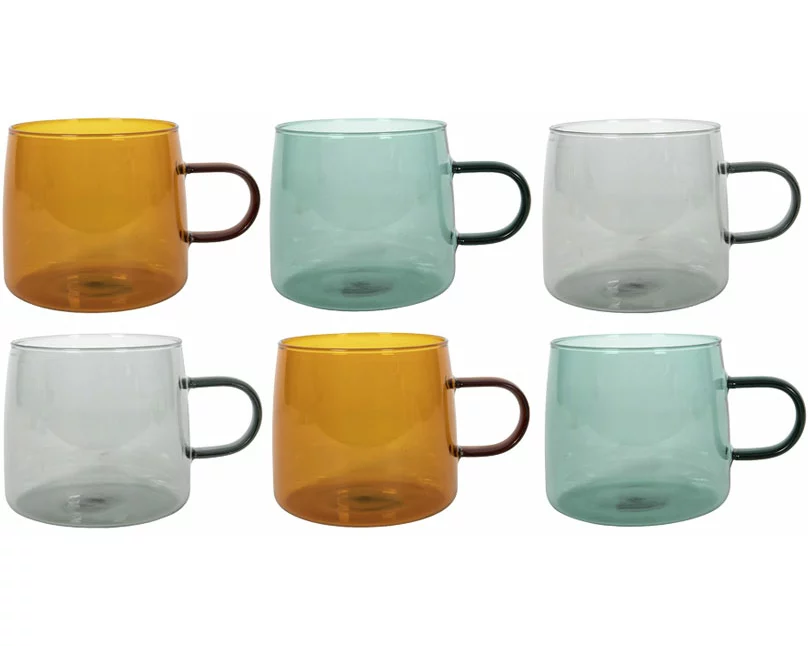 Tavola Becher aus farbigem Borosglas mit Henkel 500ml 6 Stk.