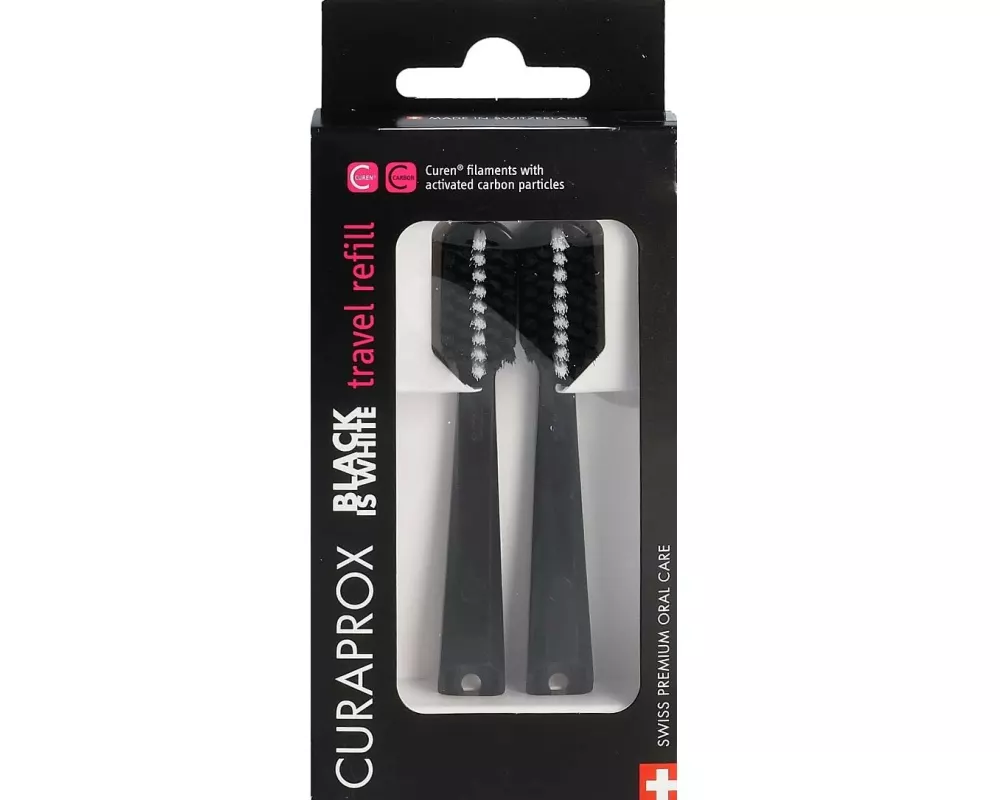 CURAPROX Travel Set Refill black is white Ersatzbüstenköpfe, 2 Stück