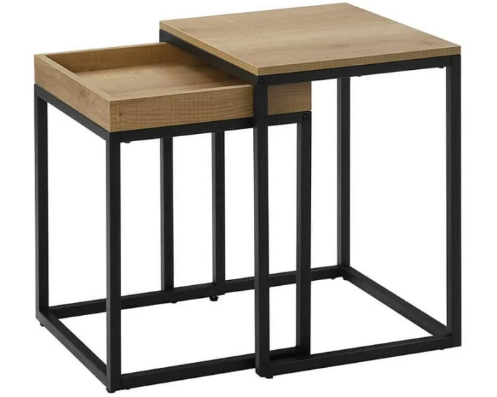 VASAGLE Beistelltisch 2-teilig 40/45 x 51 cm/55 cm, Schwarz/Braun
