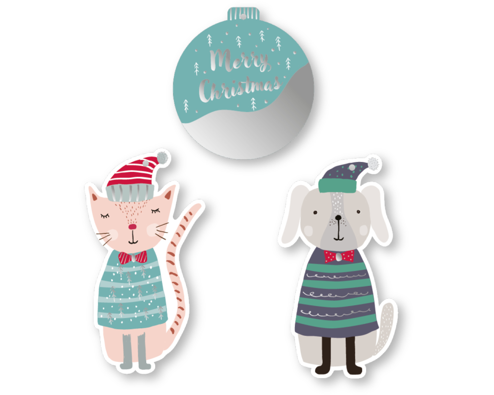 I AM CREATIVE Geschenkanhänger X-mas 4088.80 Katze, Hund & Kugel 9 Stück