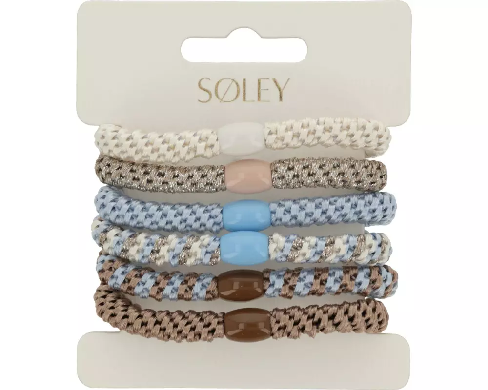 SOLEY Haargummi Nordic Elastics 6 Stück Braun Blau