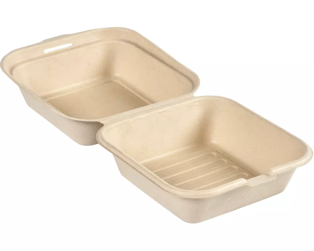 BioPak Menübox Hinged 475 ml Braun ungeteilt, 50 Stück