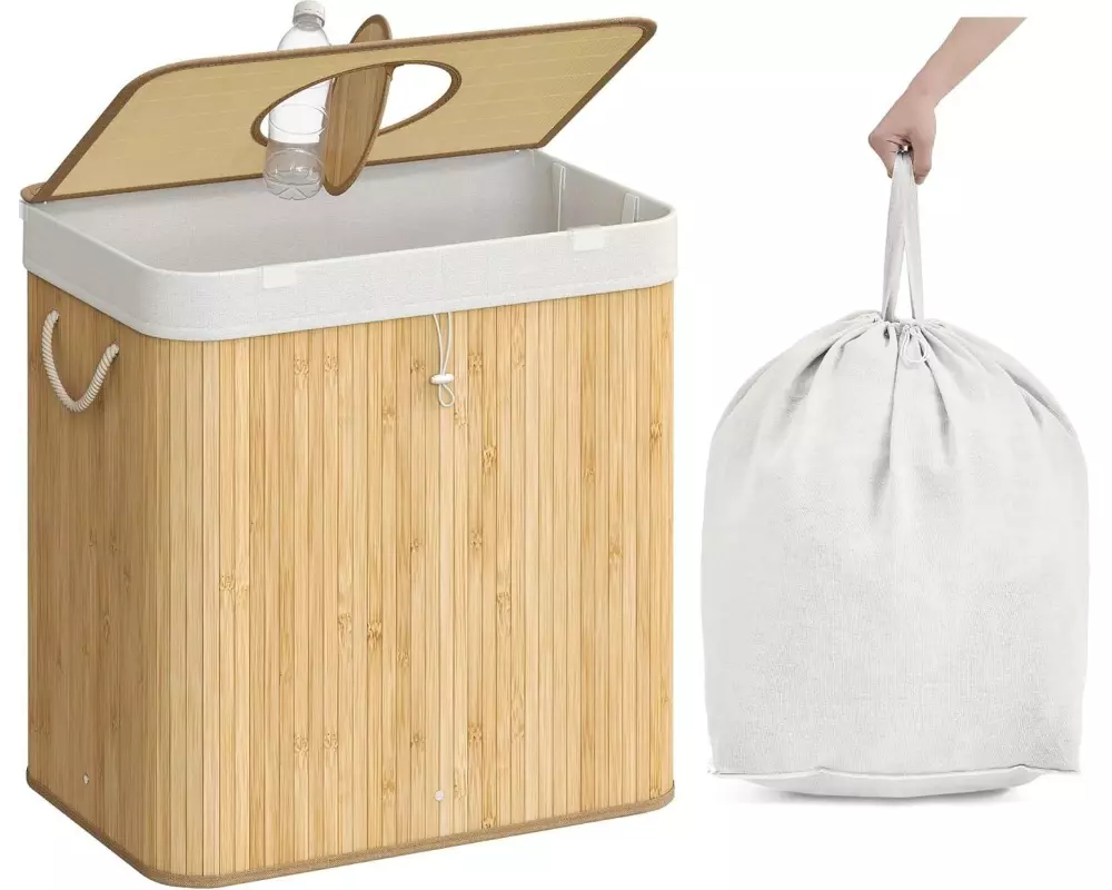 Songmics Pfandflaschensammelbehälter 120 l, Nature