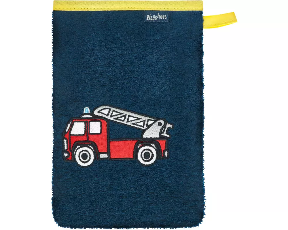 Playshoes Baby-Waschhandschuh Feuerwehr Marineblau