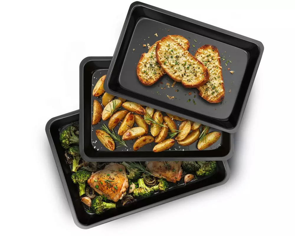 EASYmaxx Auflaufform-Set S/M/L Eckig, Schwarz