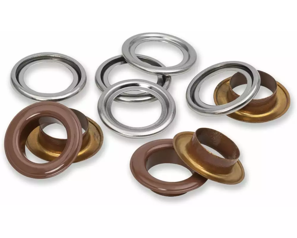 Prym Ösen mit Scheiben 15 Stück, Dunkelbraun-Silber