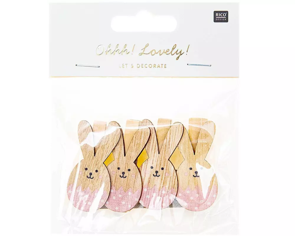 Rico Design Dekoklammer Osterhase 4 Stück, Rosa