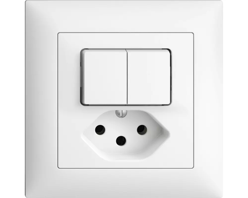 Feller EDIZIOdue Kleinkombi Zwei Druckschalter und Steckdose