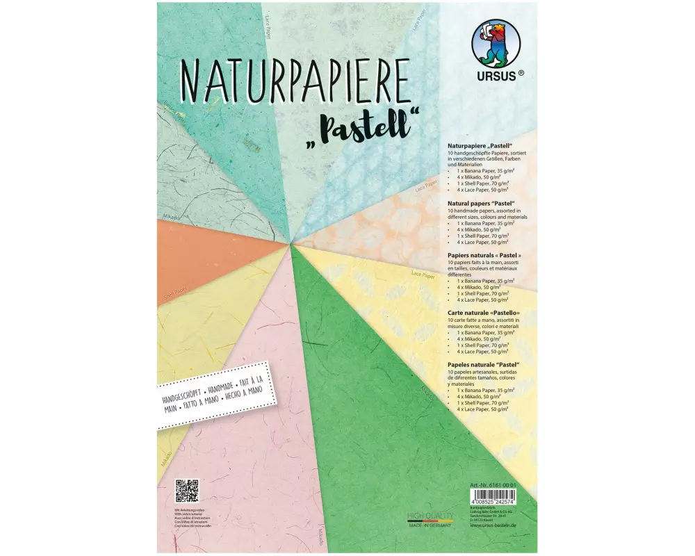 URSUS Bastelpapier Naturpapier Pastell 23 x 33 cm, 70 g/m², 10 Bl