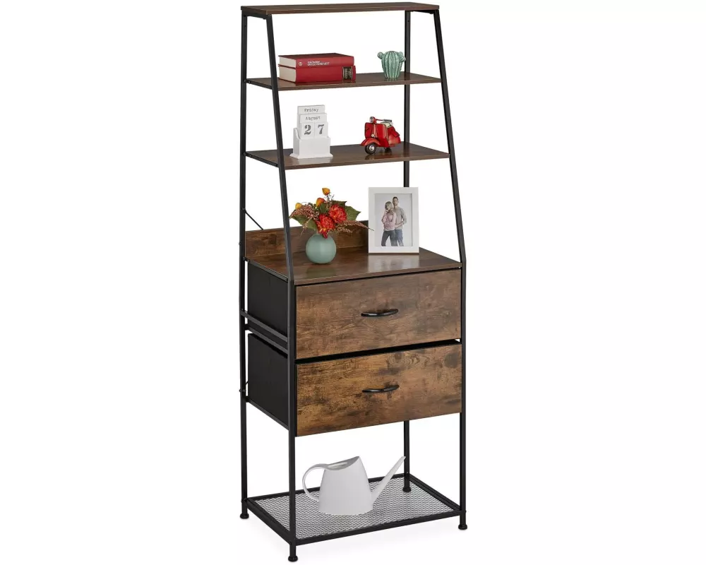 relaxdays Regal Industrial 60 x 164 cm, Braun/Schwarz