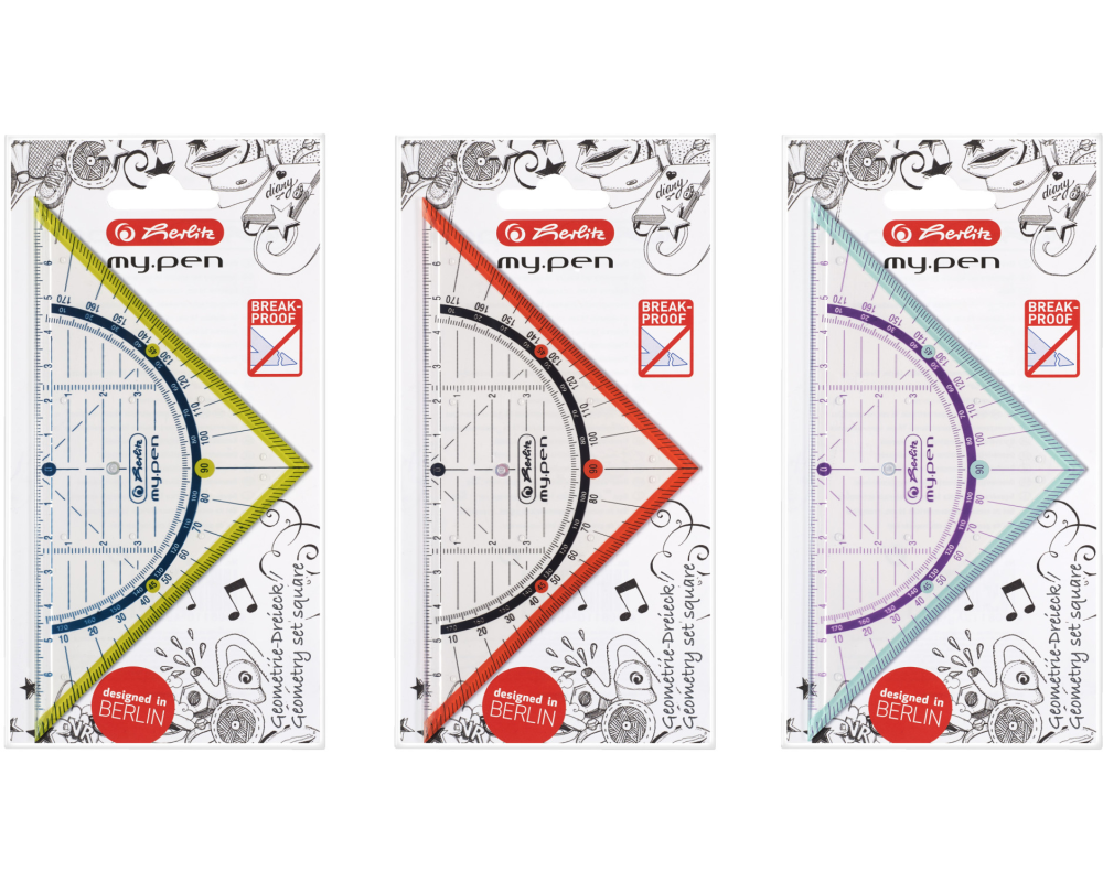 HERLITZ Geometriedreieck my.pen 14cm 11367950 Farben ass.