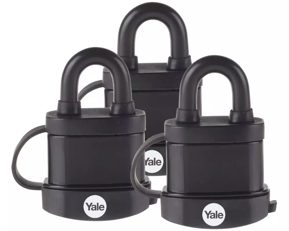 Yale Vorhängeschloss Y222B 35/22 Wetterfest 3er-Set Schwarz Stahl