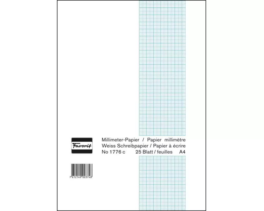 Favorit Notizblock 21 x 29.7 cm, 25 Blatt, Weiss/Blau