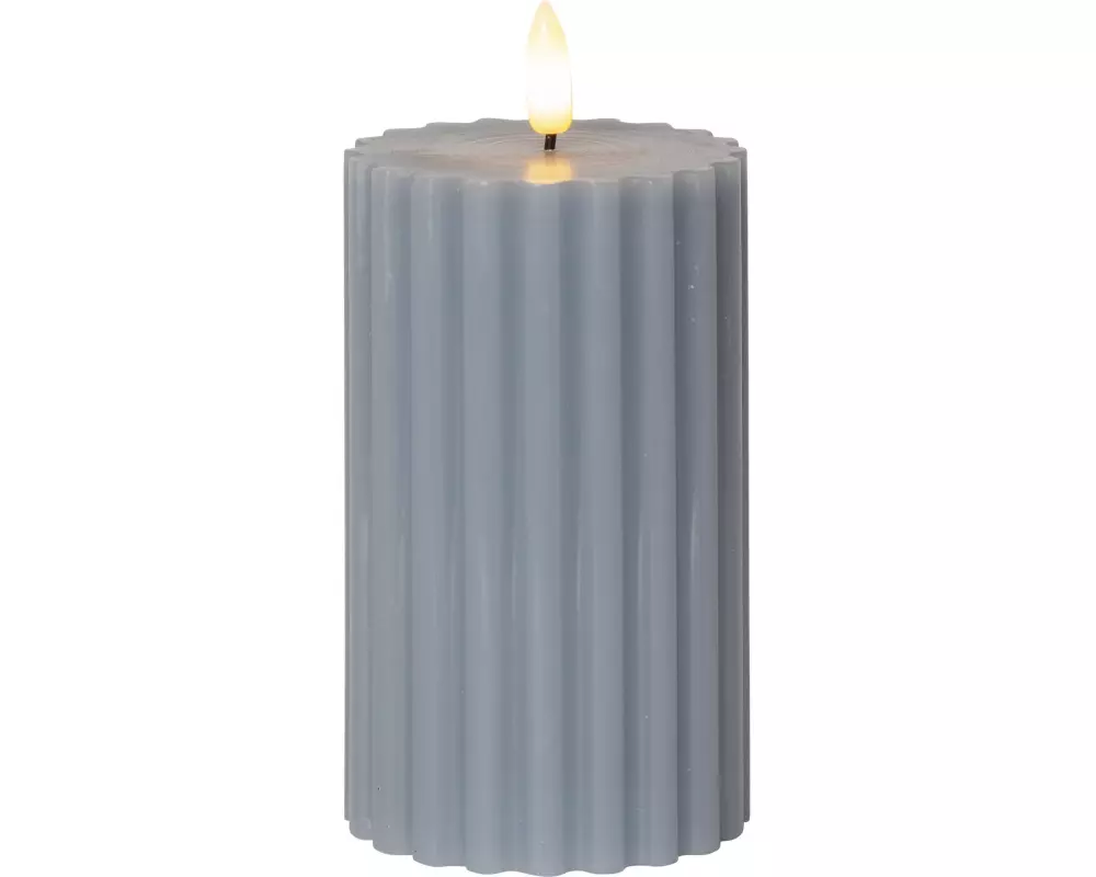 Star Trading LED-Kerze Pillar Flamme Stripe, Ø 7.5 x 15 cm, Blau