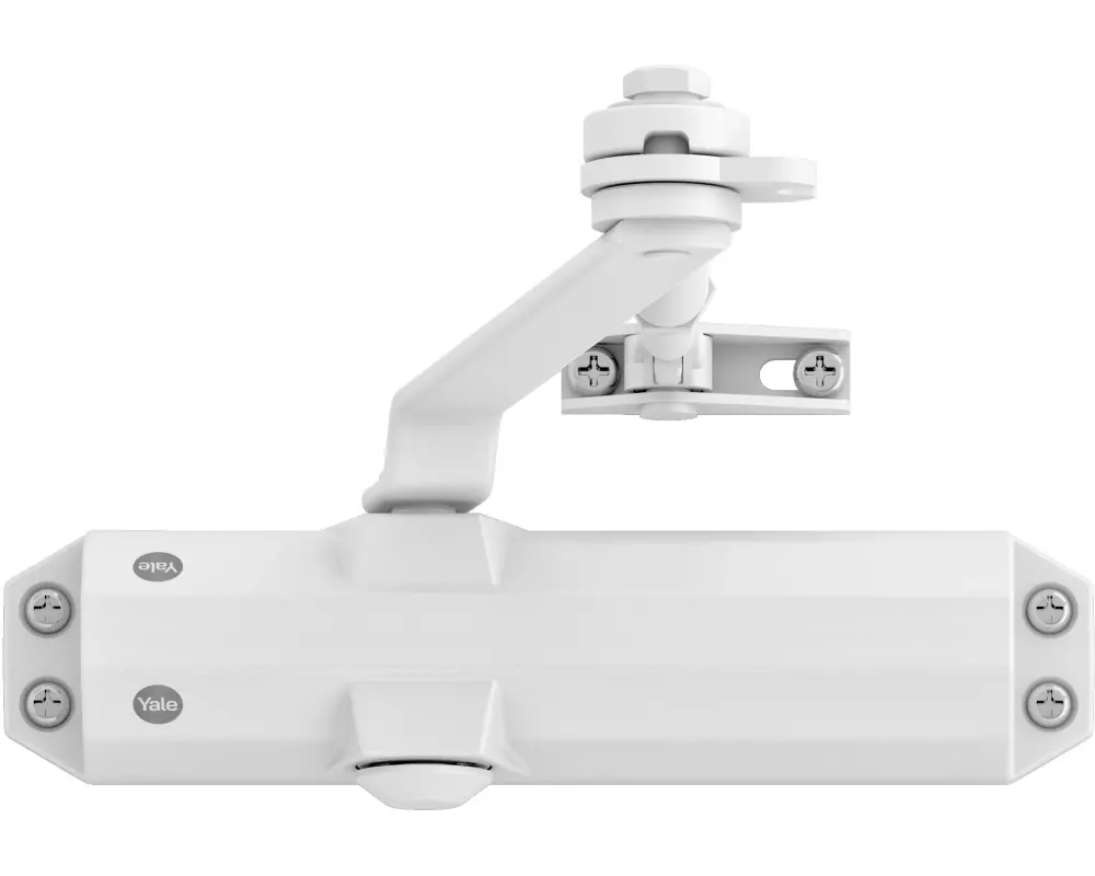 Yale Türschliesser mit Feststellarm, Serie 4500 Weiss