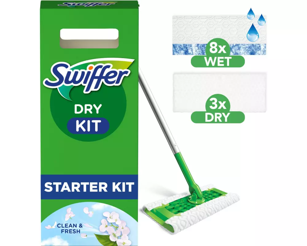Swiffer Wischmopp Starter-Set 12-teilig, Grün