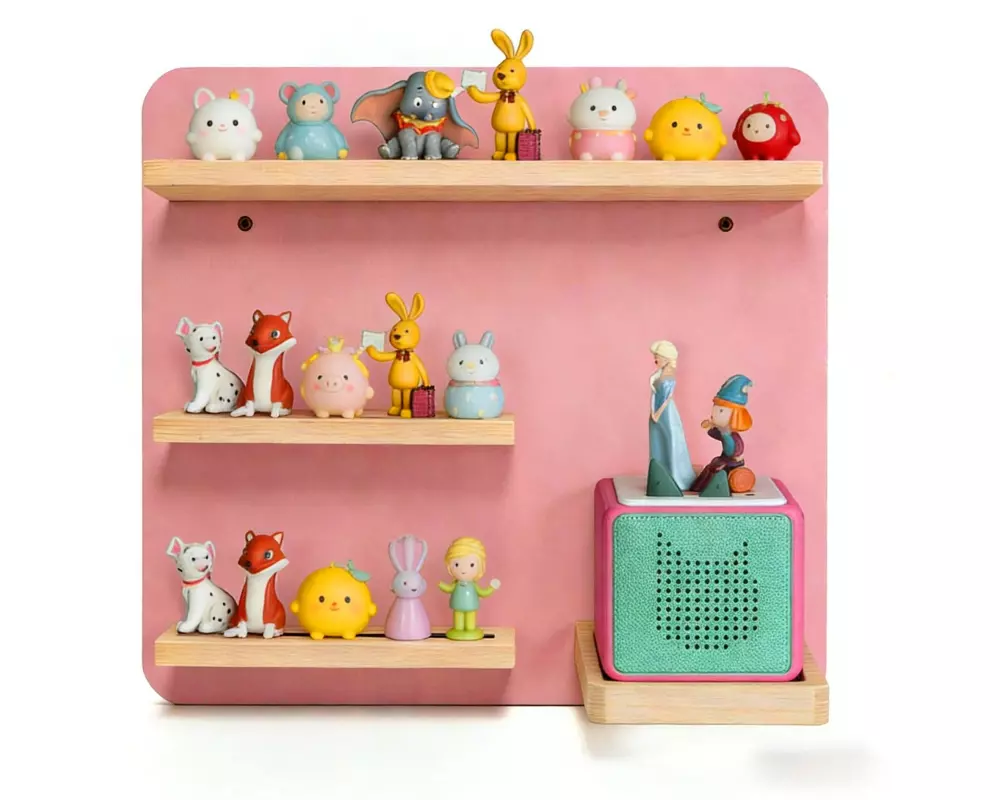 relaxdays Hörfigurenregal MDF / Holz, Rosa / Hellbraun