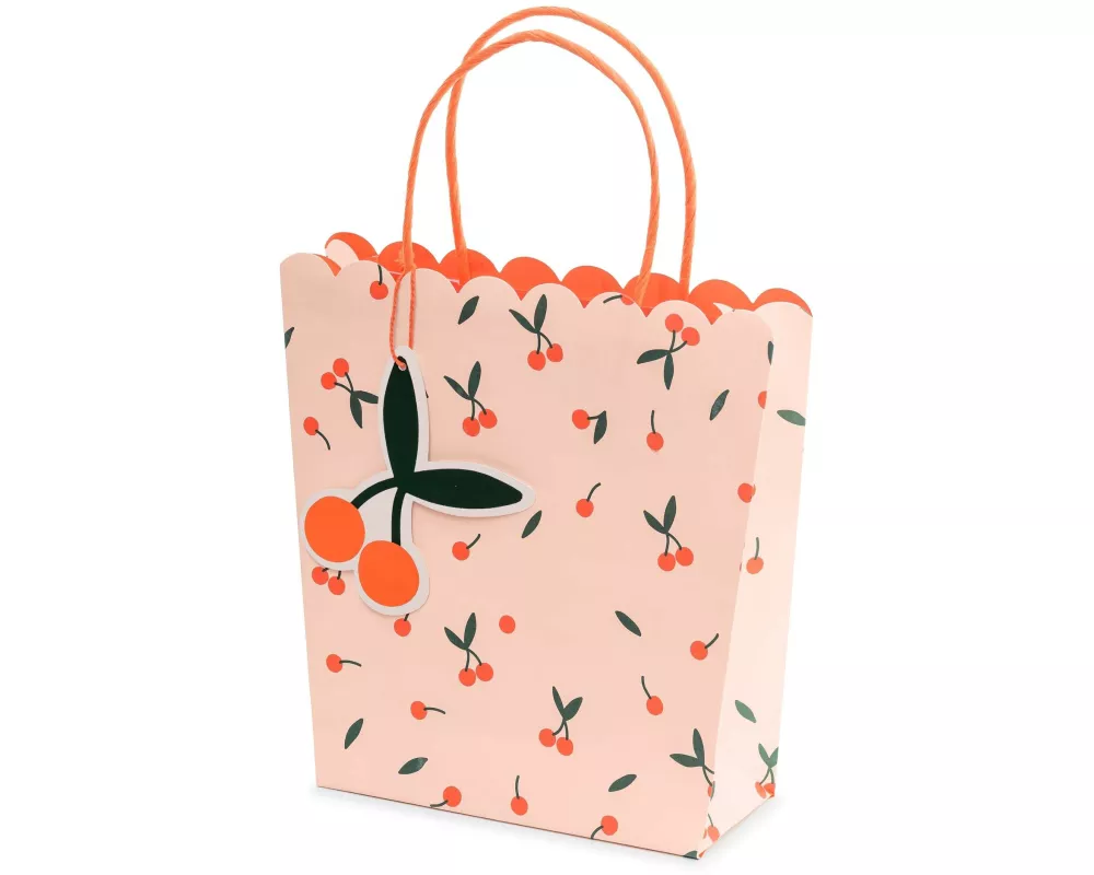Partydeco Geschenktasche Kirschen 22 x 23 x 8 cm, Rosa