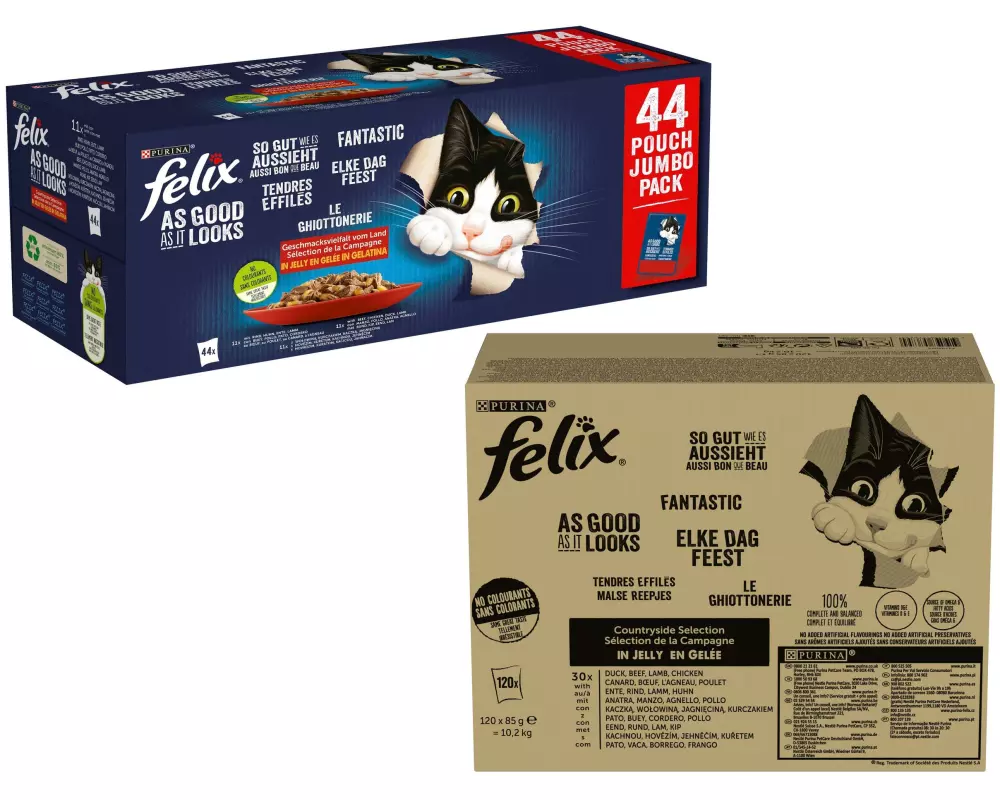 Felix Nassfutter AGAIL Fleisch Auswahl Kit, 120 + 44 x 85g