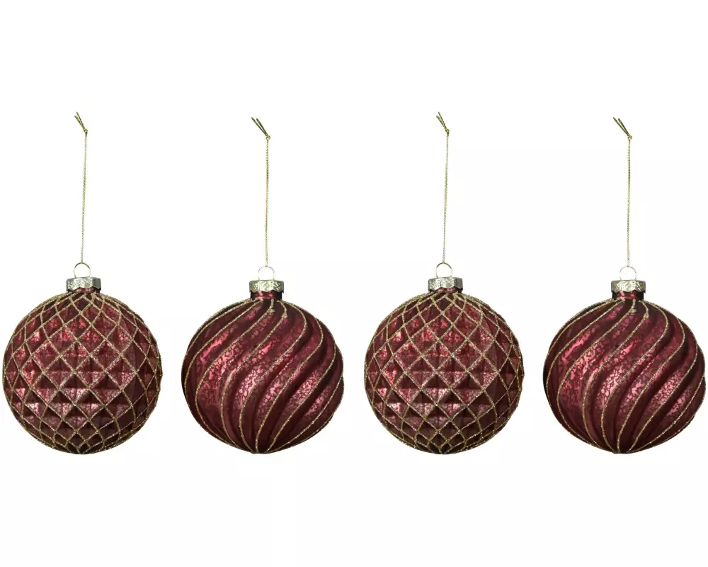 COCON Weihnachtskugeln Burgund gross, 4 Stück