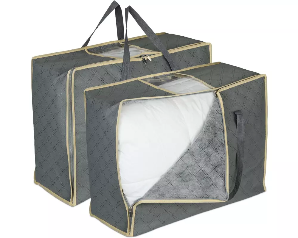 relaxdays Bettdeckenhülle 25 x 60 x 44 cm, 2 Stück