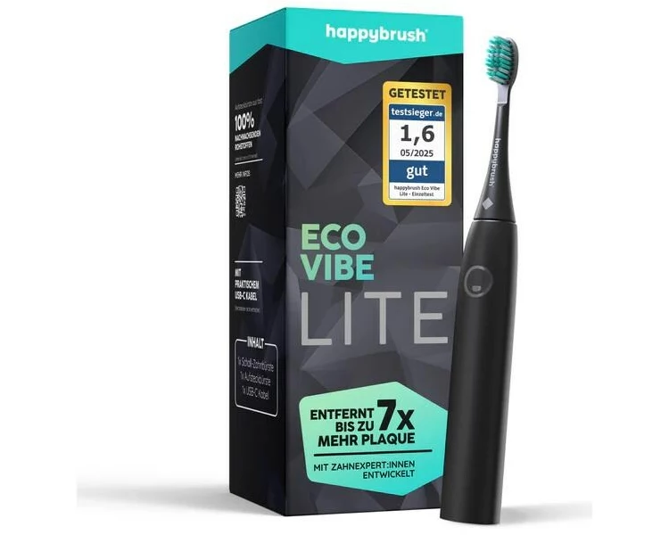 happybrush Schallzahnbürste Eco Vibe Lite Allblack
