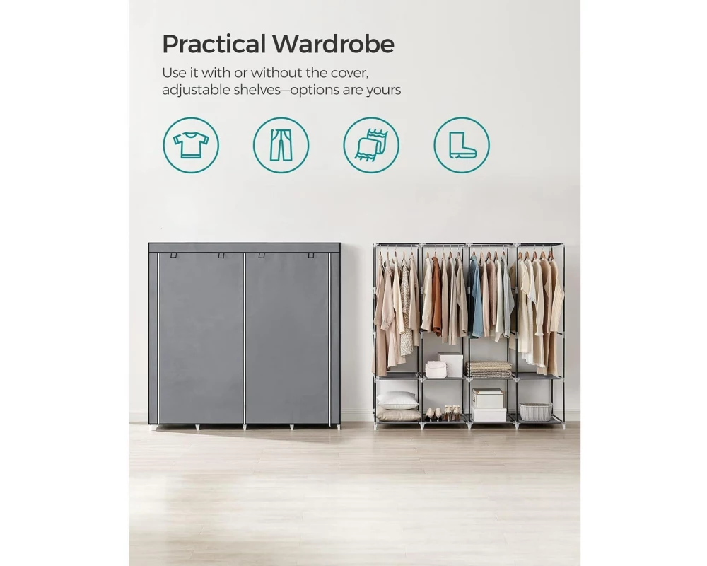 Songmics Stoffkleiderschrank Grau