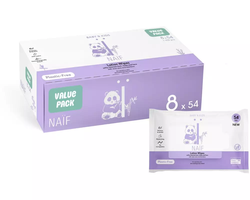 NAÏF Feuchttücher kunststofffreie Lotion 8x 54 Stk.