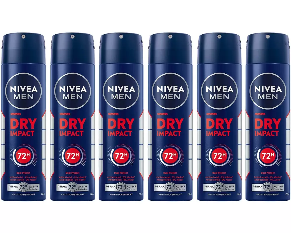 NIVEA MEN Deo Spray Dry Impact 6 x 150 ml