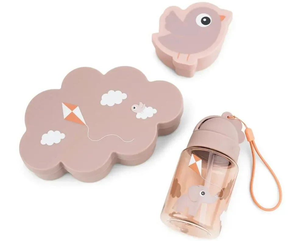 done by deer Lunchbox mit Strohhlamflasche Rosa