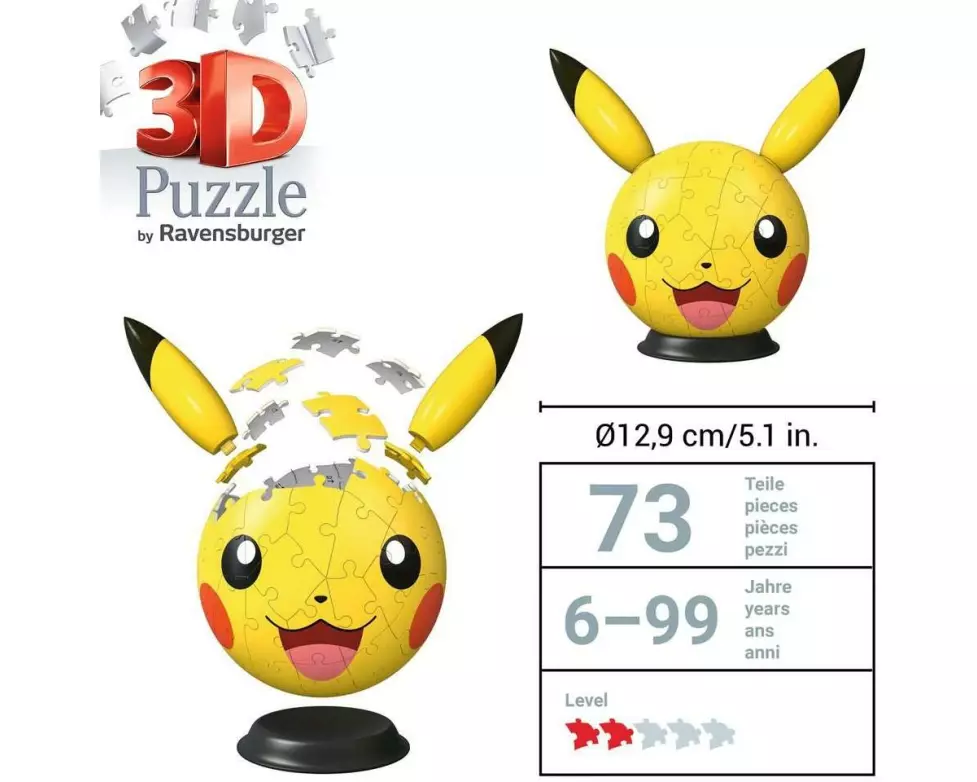 Ravensburger Puzzle 3D Ball Pokémon Pikachu mit Ohren