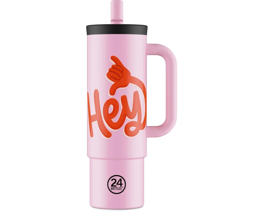 24Bottles Thermobecher Straw Cup Hey! 800 ml, Pink