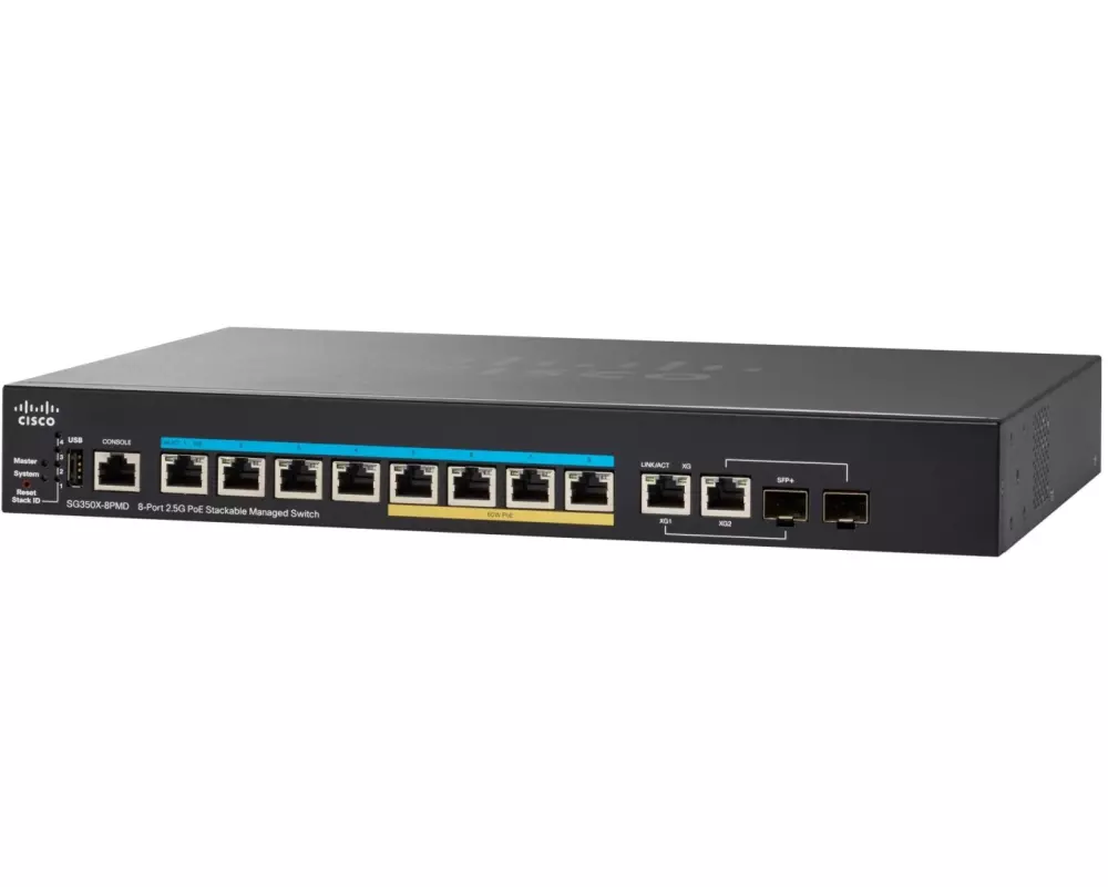 Cisco PoE+ Switch SG350X-8PMD-K9-EU 10 Port