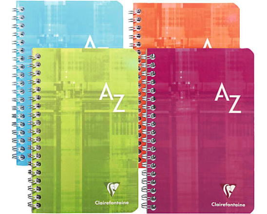 CLAIREFONTAINE Spiralheft ass. 9,5x14cm 8509 5mm, A-Z 90 Blatt