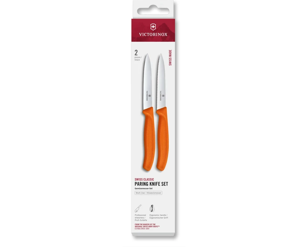 Victorinox Messer-Set Swiss Classic, 10 cm, Orange, 2 Stück