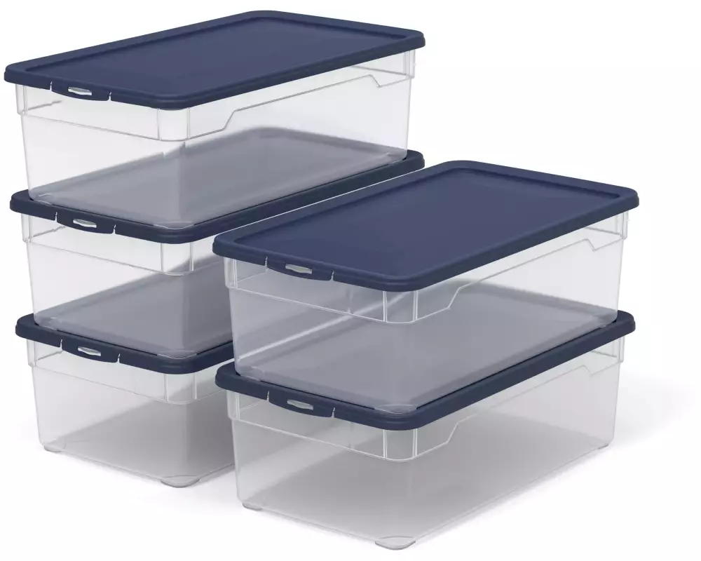 Rotho Aufbewahrungsbox CLEAR Blau, 5 tlg.