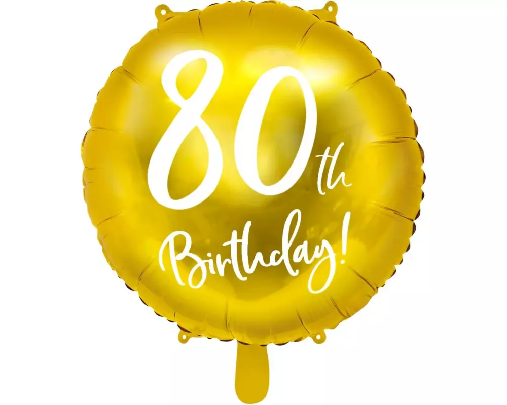 Partydeco Folienballon 80th Birthday Gold/Weiss